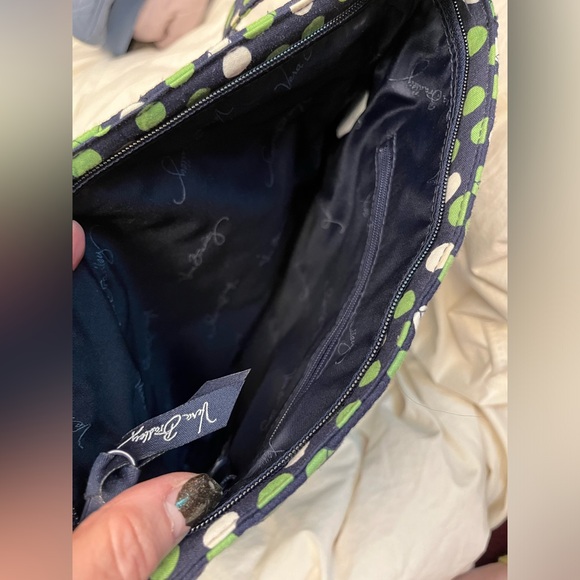 Vera Bradley green polka dot shoulder bag tote - Picture 4 of 9